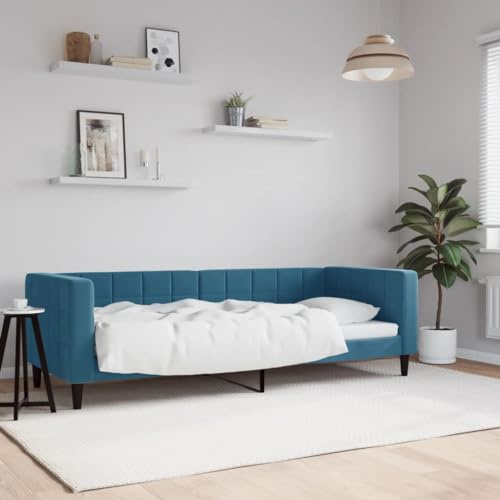 HaoChrymec Tagesbett aus Samt, 2-in-1 Schlafsofa und Einzelbett, Modernes Design, Robustes Gestell, schlafsofa, tagesbett, Für Wohnzimmer & Schlafzimmer, Blau, 80x200 cm