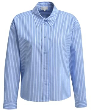 Milano Italy Damen Oversized Streifenbluse Light Blue Print, 34