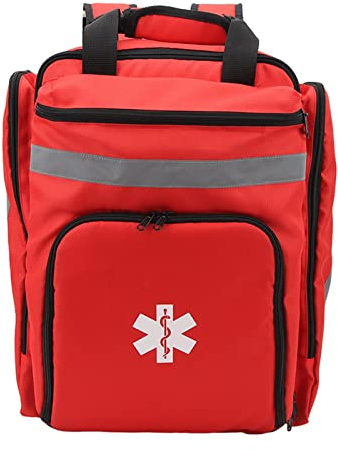 Rote Feuerwehrtasche, großes Fassungsvermögen, Tasche für Ersthelfer, robuster medizinischer Notfallrucksack für Reisen, Camping