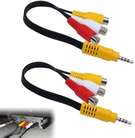 Noenaeni 3.5mm to RCA AV Cable,2PCS AV Adapter Cable Lead for Sumang TV,22cm 3.5mm Male to 3 RCA Female Audio/Video Splitter Adapter Connector for Audio,Video,LCD TV,HDTV