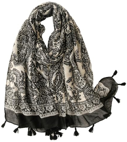 Genérico Bufandas Y Chales para Mujer, Fulares Mujer Ligeras Y Suaves con Estampado Floral De Leopardo para Chal De Moda para OtoñO E Invierno con Flecos