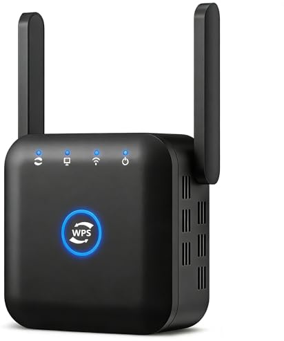 WiFi Extender/Repeater，Covers Up to 4500 Sq.ft and 60 Devices, Internet Booster - with Ethernet Port, Quick Setup, Home Wireless Signal Booster-WPS-2Antenna
