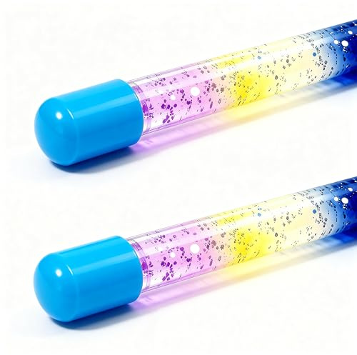 Generisch 2 Stück Glitzer Zauberstäbe Magic Wand Je 31 cm Lang Zweifarbig Bunter Glitzerstab Stilvolles Zubehör Für Die kleine Prinzessin Fee Oder Den Zauberer – Zauberstab Glitzer (2Blau)