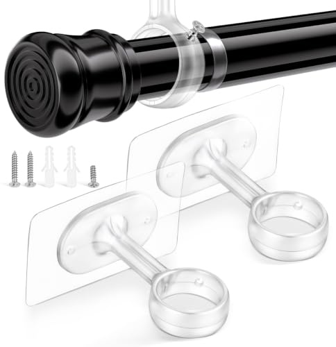 Garneck Supports De Rideaux sans PerçAge Auto-AdhéSifs pour Fixation Plafond Lot De 2 Crochets De Tringle À Rideaux Installation Facile pour DéCoration IntéRieure