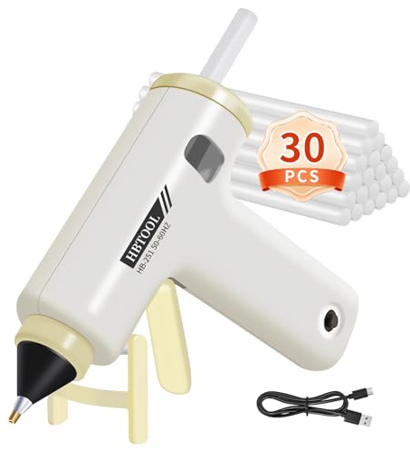 Pistola Colla a Caldo Senza Fili (Con 30 Stick), Pistola Ricaricabile Usb Resistente Al Calore, Ideale Per Riparazioni Rapide Fai-Da-Te In Casa E In Ufficio (bianco)