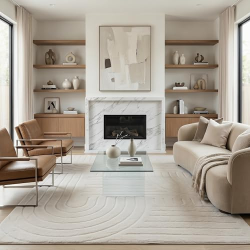 Puremy Teppich Wohnzimmer, Kurzflor Teppiche Wohnzimmer Deko Flauschiger Weich Waschbarer Modern Einfarbiges Teppich für Schlafzimmer, Kinderzimmer, Bettvorleger Matte, Beige, 200x280 cm