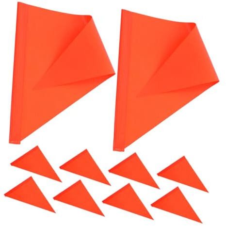 FOYTOKI 10pcs Bicycle Safety Flags Orange Triangle Replacement Pennants for Outdoor Cycling, High-Visibility Marker Flags for Bike and Scooter Safety