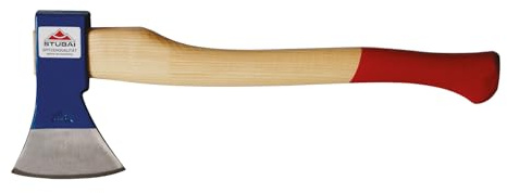 STUBAI Haushaltsbeil 1220 g mit Eschenstiel | Kopfgewicht 1000g | geschmiedeter Kohlenstoffstahl | geschliffen, poliert & lackiert | universelles Beil für Haus, Garten & Forst | 450 mm Länge