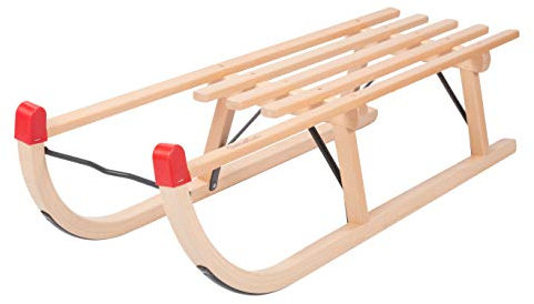 COLINT Davos Schlitten Holzschlitten traditionell Metall Strebe Holz Rodel Holzrodel