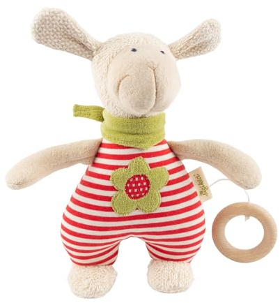 SIGIKID 39055 Spieluhr Schaf Green Mädchen Babyspielzeug empfohlen ab Geburt rot | Pure Organic Collection - natürliches Spielzeug aus 100% Bio-Baumwolle (kbA) und Füllung aus Schurwolle