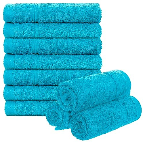 Brandsseller 10er Set Seiftuch 30 x 30 cm Waschlappen Frottier Seiflappen Gästehandtuch mit Aufhänger Baumwolle 470 g/m² Bad Haushalt - Türkis