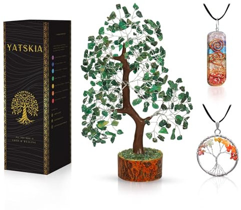 YATSKIA Green Aventurine - Money Trees, Chakra Crystalsm Crystal Trees as Home Decor, Healing Crystals, Tree for Home, Crystal Gifts for Women, Healing Crystals and Gemstones, Tree of Life Necklace
