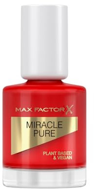 Max Factor Miracle Pure Nail Colour, Fb. 305 Scarlet Poppy, veganer Nagellack, lang anhaltend, schnell trocknend, 12 ml