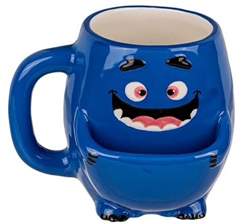 Blaues Monster Kaffeebecher mit Keksfach - Tasse Kaffeetasse