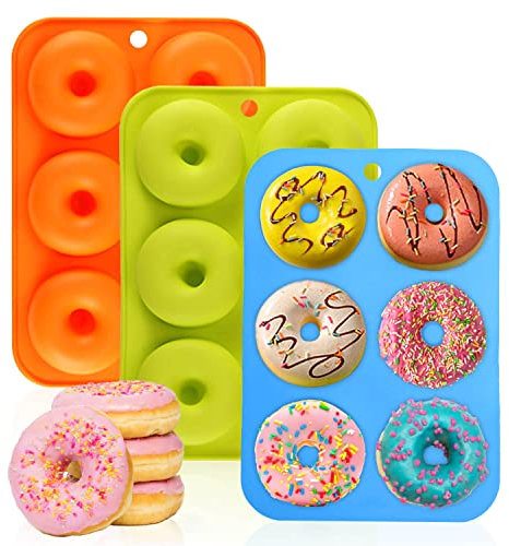 Stampo per ciambelle, 3 pezzi, per ciambelle, riutilizzabile, adatto per torte, cupcake, biscotti, bagel (verde, arancione, blu)