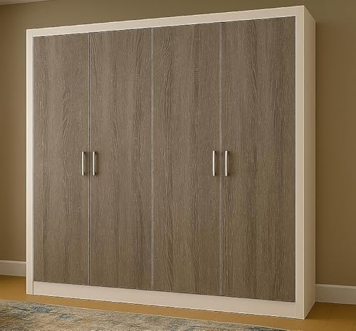 Homely | Armario de Puertas batientes Coimbra 196 | Acabado Laminado sintético Color Pina y Puertas Trufle de Sonoma | Medidas 196x49. Altura 208 cm. | Diseño Funcional
