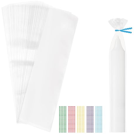 200 Pcs Tachio Sacs Coniques en Cellophane Transparents 5x25cm avec 100 Bretelles - Pour Bonbons et Chocolat