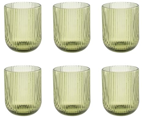 Roses & Tulipes Twisty Lot de 6 verres à eau 260 ml vert verre
