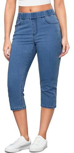 GRAPENT Plus Size Stretch Jeans for Women Pull On Pants for Women Medium Blue Size X-Large US 16 to 18