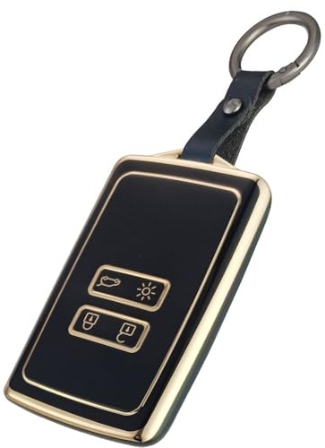 Baisirui Autoschlüssel Hülle kompatibel mit Renault 4-Tasten Smartkey Autoschlüssel Dacia Jogger clio 5 Kadjar Megane 4 Arkana Duster Schlüssel Hülle Zubehör (Schwarzes Gold)