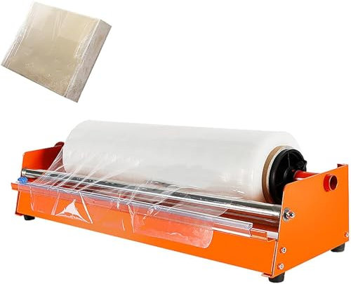 Distributeur manuel de film étirable, avec poignée amovible et glissière, pouvant contenir un film d'une largeur allant jusqu'à 50 cm, pour les entrepôts et le stockage de denrées alimentaires