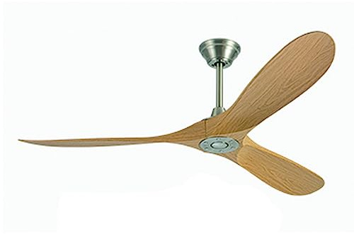 Ventilatori da soffitto senza luci, ventilatore da soffitto con motore CC da 132 cm con telecomando, 3 pale color rovere, con telecomando, ventilatore da soffitto reversibile, silenzioso, adatto per