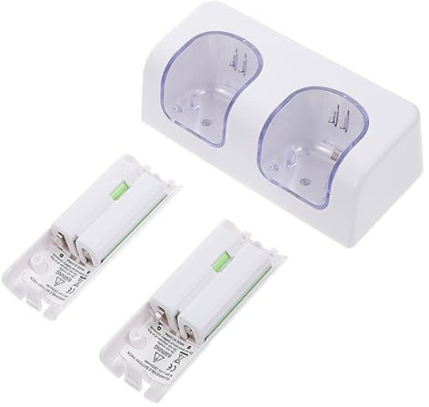 HOMOBABE Stazione di Ricarica Portatile Bianca a 2 Slot in Abs per Batterie Ricaricabili Cavo Usb, Design Elegante per Telecomandi di Gioco senza Telecomando Incluso