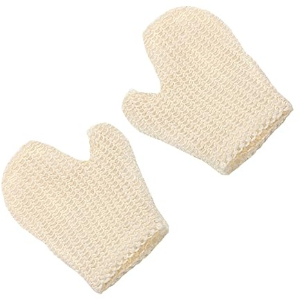 BESTYASH 2Pcs Exfoliating Bath Mitts Durable Hollow Sisal Body Washing Scrubbers for Back Cleaning and Full Body Exfoliation Quick Dry Bath Gloves for Men and Women