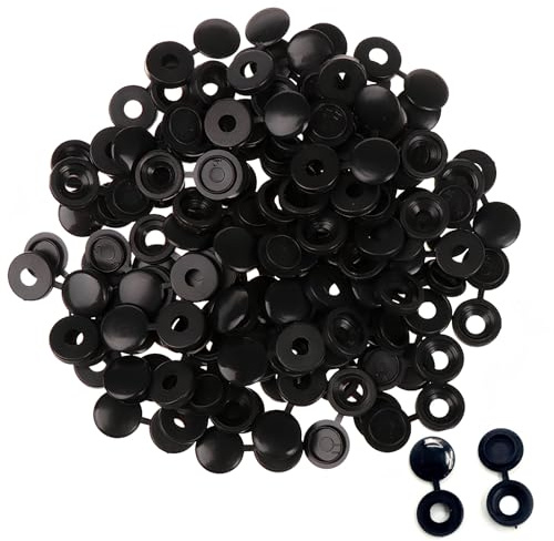 50 Pieces Black Plastic Hinged Screw Cover Caps, Folding Snap Caps, Black Hinged Screw Cup and Cover with Hole Diameter Fit for Screw Protection and Covering