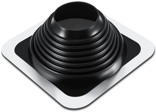 Yaocom #6 Metal Roof Vent Boot Chimney Flashing Roof Jack Pipe Vent for Pipe OD 5 to 10 Sleeve Square Base Epdm (12 Inch, Black)