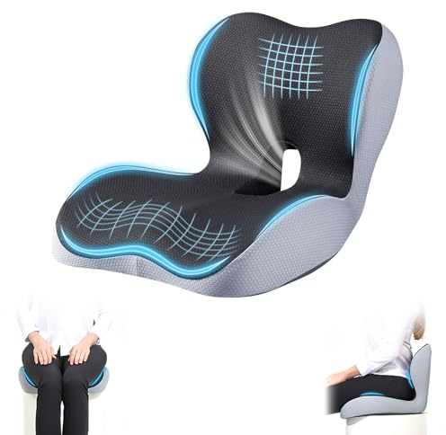Exsink Cuscino per Sedile,Cuscino Sedia Ufficio, Cuscino Sedile di Memory Foam, Cuscini Ergonomico Sedile per Coccige Sciatica Lombare,per Seduta e Schienale Gaming, Cuscino Cedile Auto