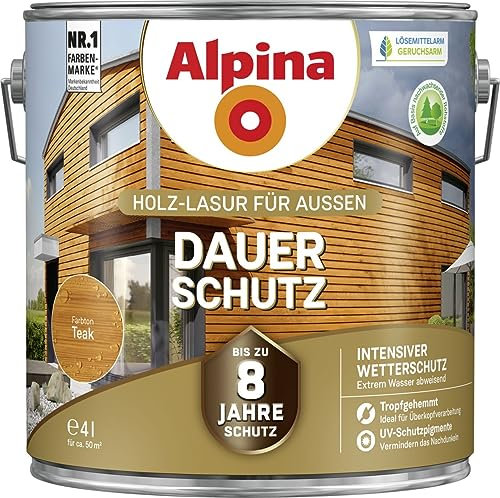 Alpina Dauerschutz Lasur teak 4 Liter
