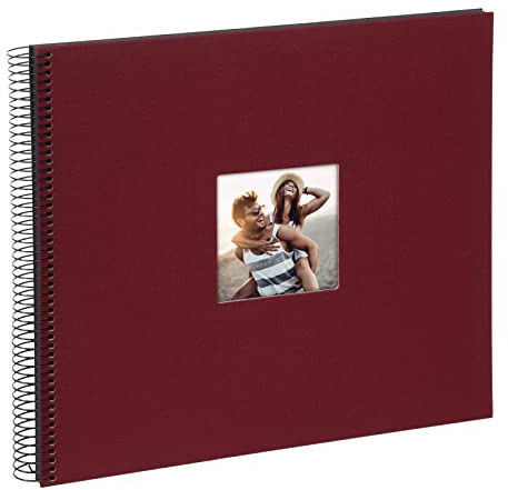 goldbuch 25 972 - Album fotografico a spirale con ritaglio, motivo: Bella Vista, 35 x 30 x 1,5 cm, spirale diametro 2,8 cm, album ricordi in lino, 40 pagine nere, album fotografico fai da te, bordeaux