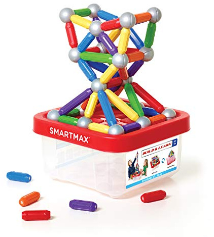 SmartMax - Build & Learn, Magnetic Discovery Construction Set with 2D & 3D Challenges, 100 Pieces, 1+ Years