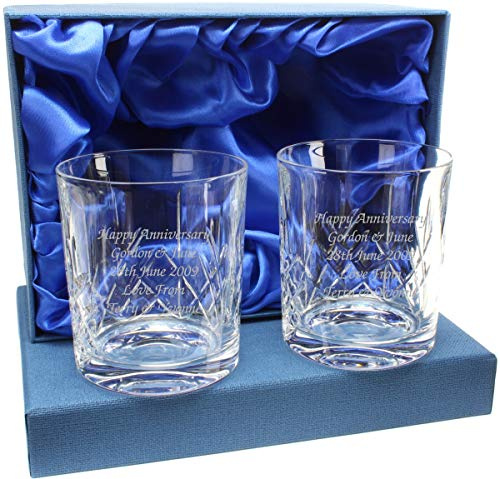Personalised Crystal Whisky Glass Tumblers Set of 2 In Presentation Box |