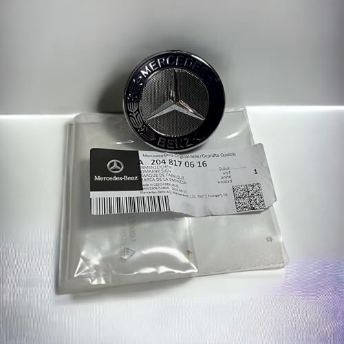 Mercedes Benz Original-Emblem für die Motorhaube (204-817-06-16), Chrom und Blauer Lorbeerkranz