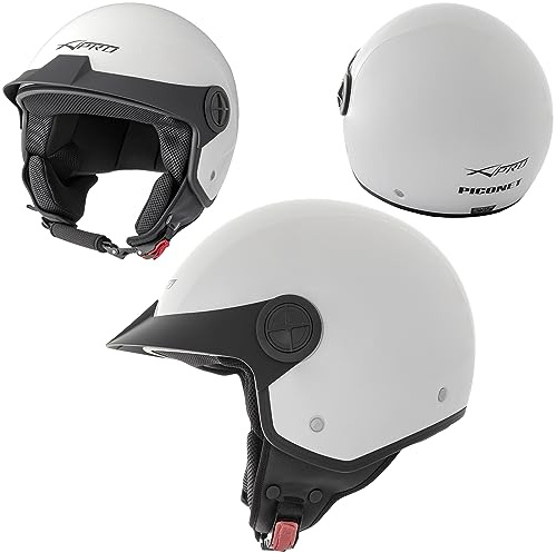 Motorradhelm Quad Roller Offenes Jet Helm Custom ECE 22 06 Polierten Weiss XL
