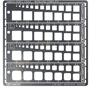 TAMIYA Modeling Quadrat Schablone 1-10mm (4) PE, Modellbau, Zubehör