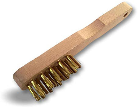 Kibros Lot 3 brosses à bougie laiton droit 16 trous | Fil laiton droit, 16 trous, manche ergonomique bois, nettoyage électrodes et contacts de bougies d'allumage.