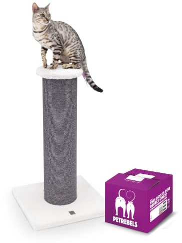 Petrebels Kratzstamm XXL für große Katzen, Kratzbaum Savannah 86 cm hoch, Kratzsäule mit Ø 20 cm Dicke Stämme, Farbe Off-White