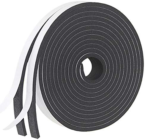 Weather Stripping Door Seal Strip for Doors and Windows, Foam Insulation Tape Self Adhesive,Sound Proof,Weatherstrip,Pipe Cooling, Air Conditioning Seal Strip (W:1/2In xT: 1/2In XL: 13Ft x 2 Roll)
