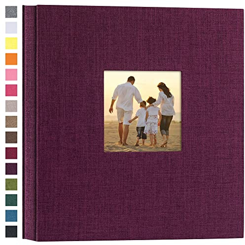 potricher Álbum de fotos de lino de tapa dura de 4 x 6 pulgadas, 600 fotos, gran capacidad, para bodas, aniversarios, bebés, vacaciones (morado, 600 bolsillos)