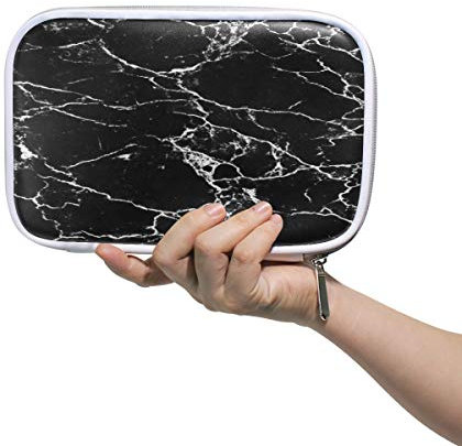 RXYY Federmäppchen Marmor Textur Weiß Schwarz Drucken, Halter Mäppchen Reißverschluss Schreibwaren Reise Beutel Bürste Kosmetik Stifttasche für Schule Mädchen Jungs