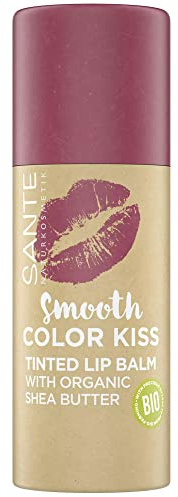 Sante Naturkosmetik Naturkosmetik Smooth Color Kiss 02 Soft Red, Getönter Lippenbalsam in Rot, Mit Bio-Sheabutter, Spendet Feuchtigkeit, Zarter fruchtiger Duft, 8.5 g