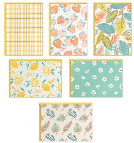 Hallmark Blank Cards Assortment, 24 Cards with Envelopes (Citrus, Greenery, Gingham, Strawberries) for Mother's Day, Any Occasion