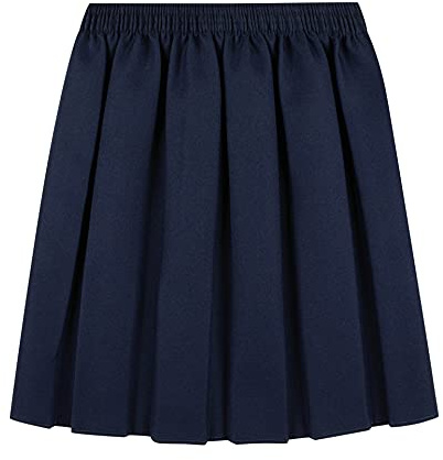 MOLLY MALOU Girls School Uniform Skirts Back to School Box Pleated Round Elasticated Skirts 2-16 Years (13-14 Years, Navy)