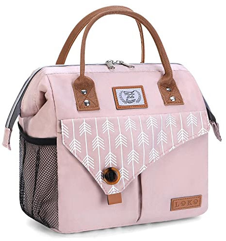 Lekesky Bolsa Termica Porta Alimentos Impermeable – Lonchera para Mujer con Gran Capacidad, Ideal para Trabajo, 11L, Rosa