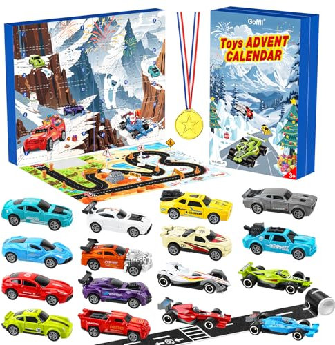 Adventskalender 2025, Kinder Zurückziehen Autos Spielzeug, Sportwagen Rallye-Auto Rennspielzeug, 24 Tage Weihnachtskalender Geschenk für 3-12 Jahre alt Jungen Mädchen
