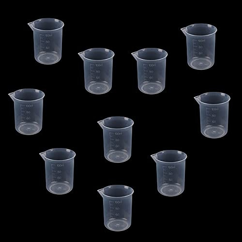 SKYPRO Lot de 10 tasses à mélanger en résine époxy de 100 ml - Gobelets à mesurer en plastique - Gobelets en résine époxy pour peinture alimentaire, utilisation en laboratoire