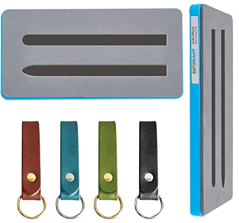 SUPERDANT 2 Pieces Leather Strip Keychain Wooden Die Cutting Ornament Die Cutter Keychain Fabric Cutting Mold Template Die Cuts with Prevent Cracking Plastic Protective Box and EVA Foam 12.7x25.4cm